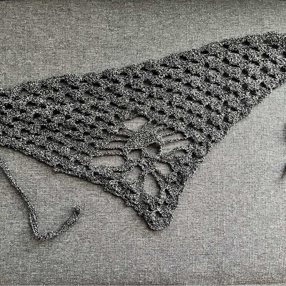 Black Crochet Skull Bandana